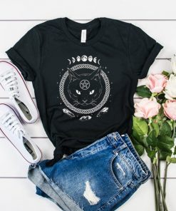 Gothic Moon Phase Witchcraft Cat t shirt RF