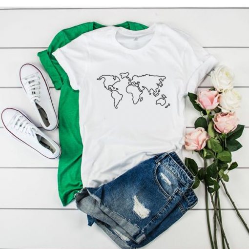 Minimalist World Map t shirt RF