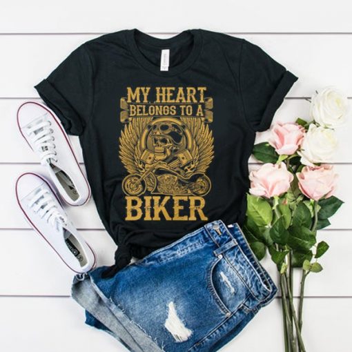 My Heart Belong To A Biker t shirt RF