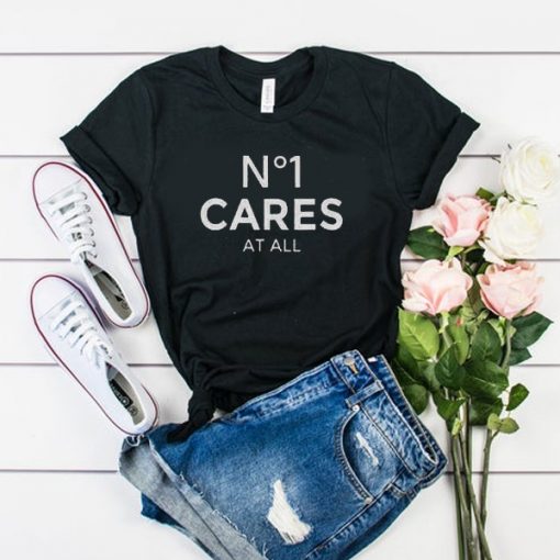 no 1 cares black t shirt RF