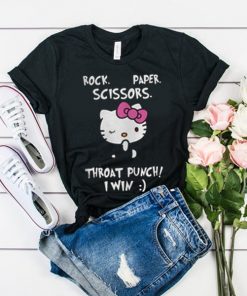 Hello Kitty Rock Paper Scissors Throat Punch i Win t shirt RF