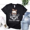 Skull Barber I'Ll Cut You Funny Barber Hairdresser t shirt RF