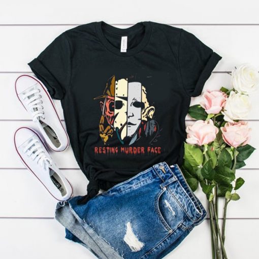 Resting murder face horror movie characters t shirt RF