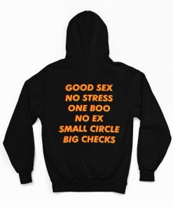 Good Sex No Stress One Boo No Ex Small Circle Big Checks Hoodie Back RF