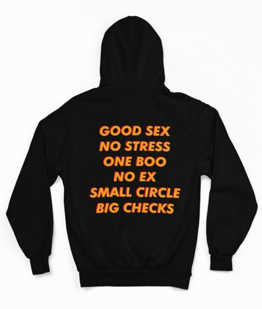 Good Sex No Stress One Boo No Ex Small Circle Big Checks Hoodie Back RF