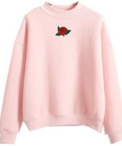 Embroidered Rose Pink Sweatshirt