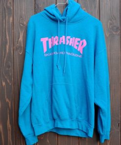 Thrasher Skateboard Magazine Blue Pink hoodie RF