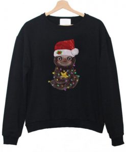 Santa Baby Sloth Christmas light ugly sweatshirt