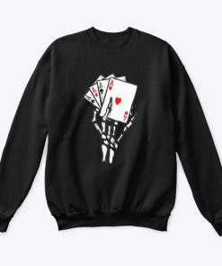 Skeleton hand holding four AS sweatshirt RF