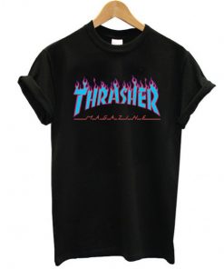 Thrasher red flame blue font tshirt RF