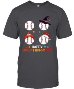 Baseball Halloween And Merry Christmas, Happy Hallothanksmas t shirt