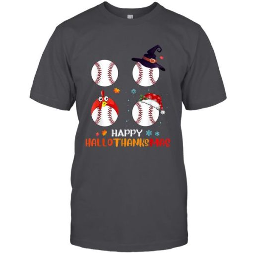 Baseball Halloween And Merry Christmas, Happy Hallothanksmas t shirt