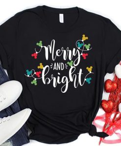 Disney Christmas Light Shirt, Merry And Bright t shirt, Christmas Holiday Shirt