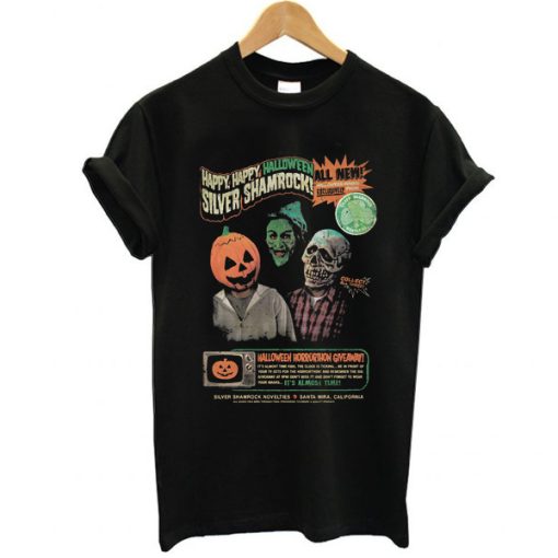 Happy Halloween Silver Shamrock t shirt