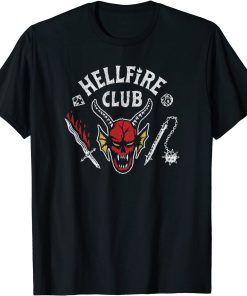 Stranger Things 4 Hellfire Club Skull & Weapons t shirt