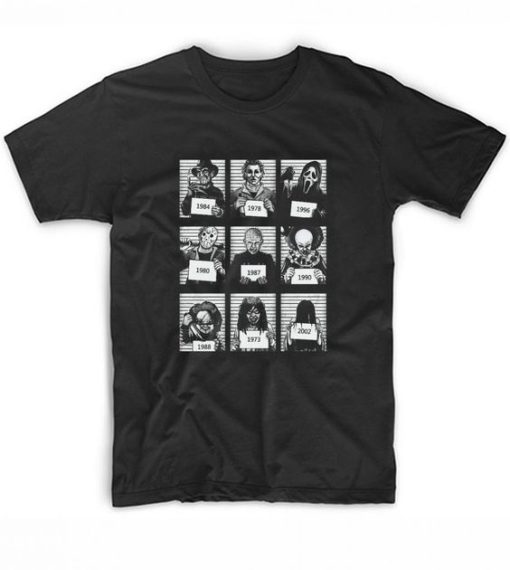 Horror Movie Villains Mugshots t shirt