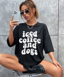 iced coffee and dogs graphic t shirt