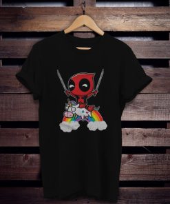 Deadpool riding unicorn metal t shirt