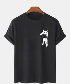 Cartoon Cat Chest Print t shirt