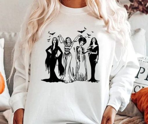 Morticia Addams Lily Munster Vampira and Elvira sweatshirt